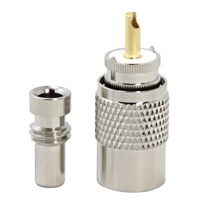 RFAdapter موصلات RFAdapter PL-259، عبوة 10 موصلات PL259 لكابل RG58 UHF ذكر لحام مع مخفض UG-175 لكابل RG-213، RG142، LMR195 - Image 2
